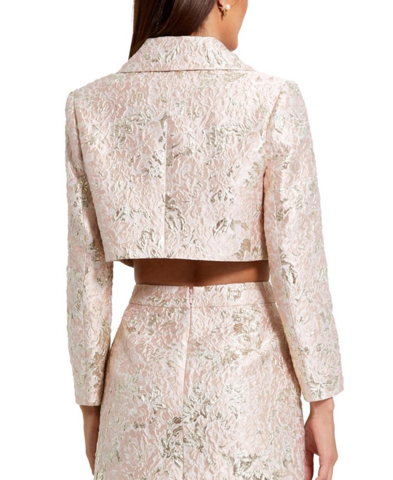 Women's Pearl Button Brocade Cropped Jacket