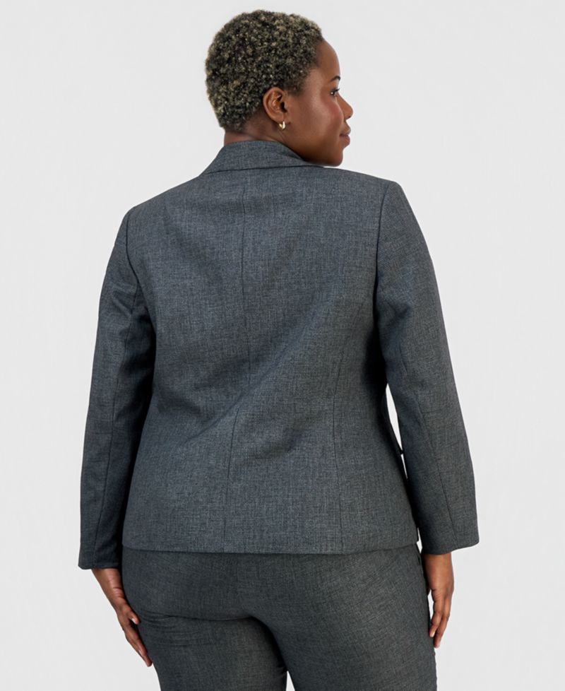 Plus Size Four-Pocket Jacket & Fly-Front Wide-Leg Pants Suit