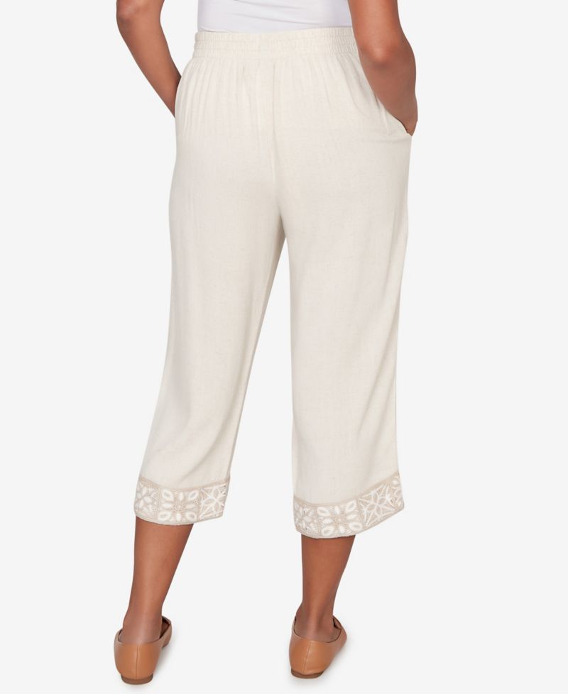 Women's Natural Wonder Crochet Trim Linen Capri