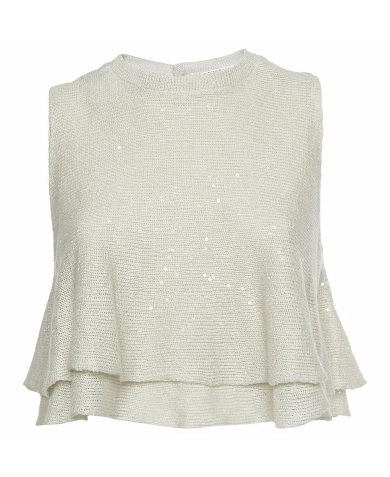 Women's Sequin-Embellished Tiered Knit Top