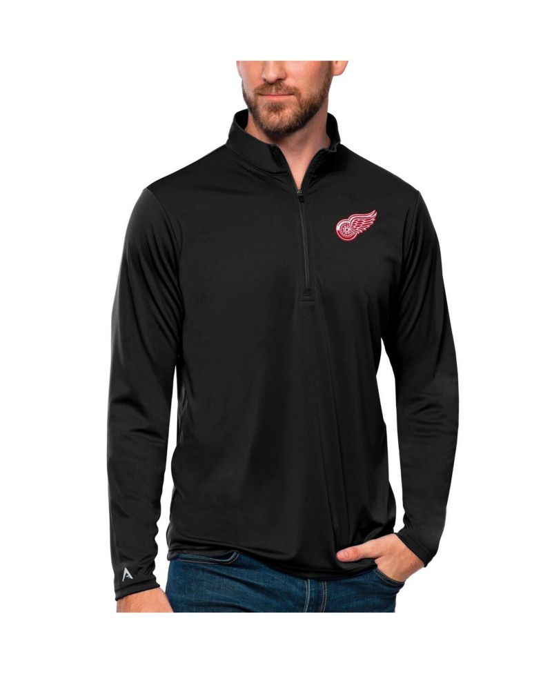 Men's Black Detroit Red Wings Tribute Quarter-Zip Pullover Sweatshirt