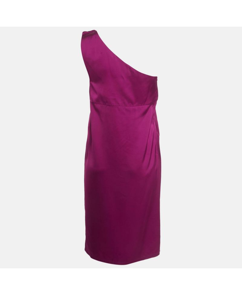 Women's Burgundy Pink Satin One Shoulder Mini Dress