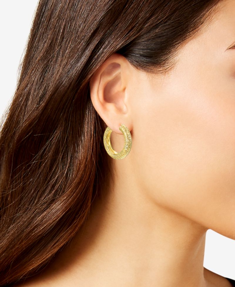 Diamond Cut Hoop Earrings in 10k Yellow Gold