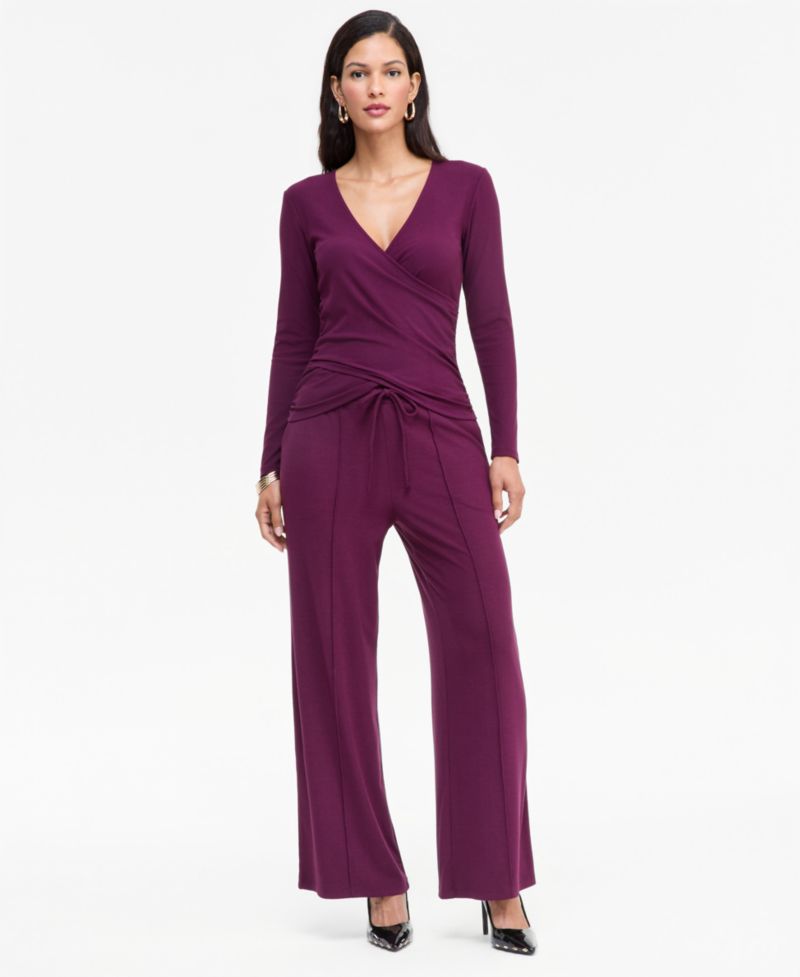 Women's Rib-Knit Wide-Leg Pull-On Pants
