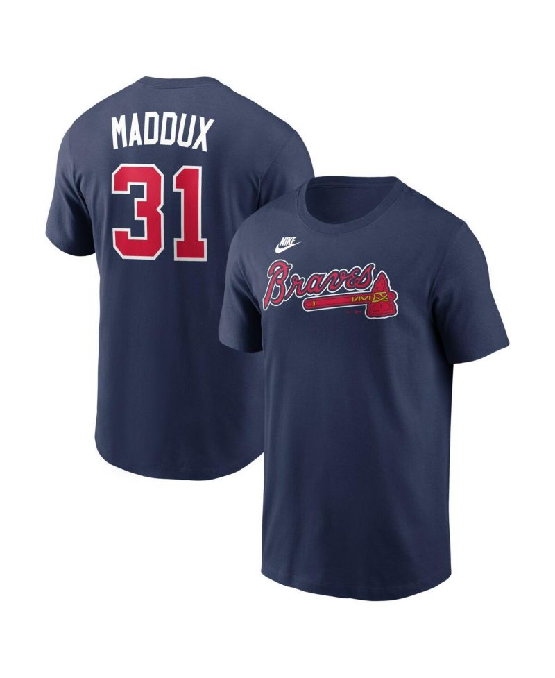 Men's Greg Maddux Navy Atlanta Braves Cooperstown Collection Name & Number T-Shirt