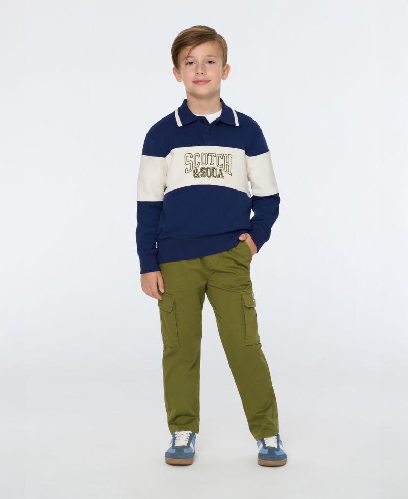 SCOTCH & SODA Big Boys French Terry Graphic Polo Shirt