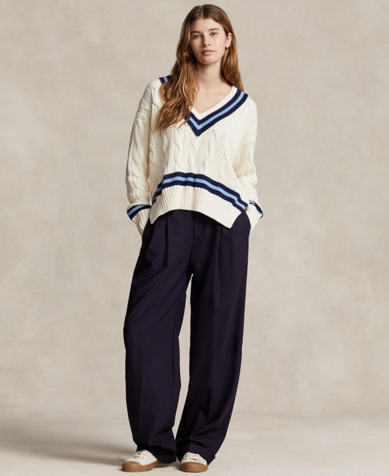 Women's Cable-Knit Cotton Cricket Sweater