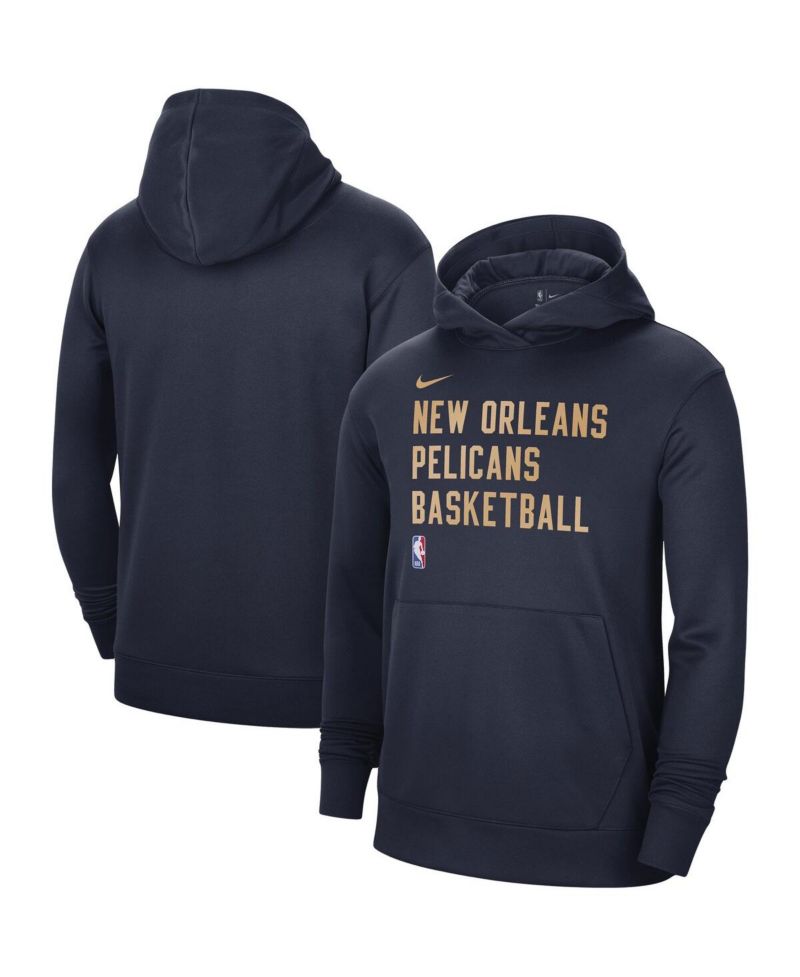 Men's and Women's Navy New Orleans Pelicans 2023/24 Performance Spotlight On-Court Practice Pullover Hoodie