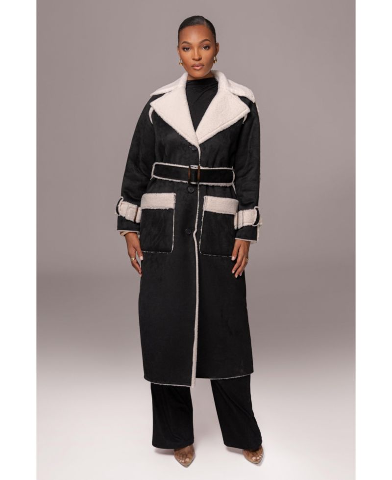 Women's Suede And Sherpa Reversible Coat