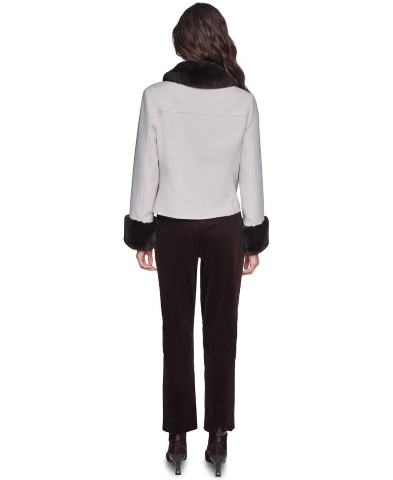 Women's Faux-Fur Collar and Cuffs Short Jacket