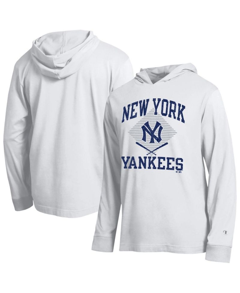 Men's White New York Yankees Cooperstown Hooded Long-Sleeve T-Shirt