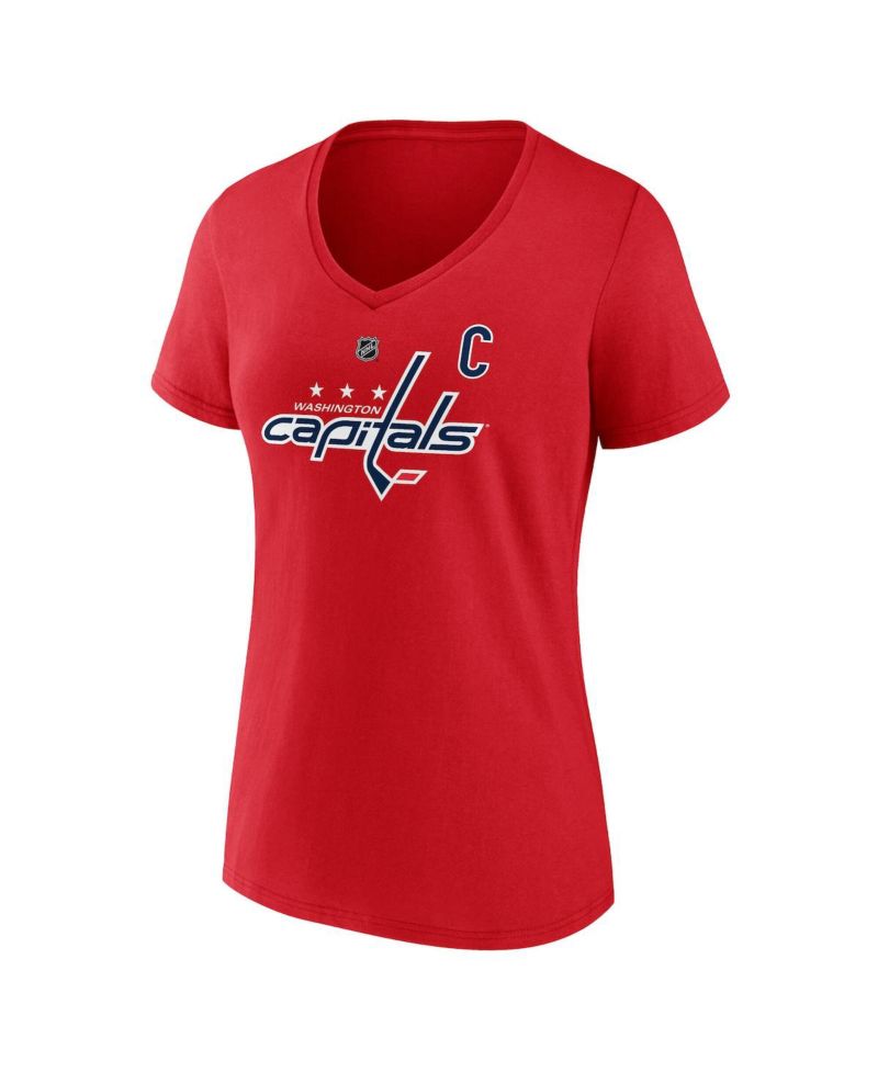 Women's Alexander Ovechkin Athletic Red Washington Capitals NHL All-Time Leading Goal Scorer The Great 8 Name & Number V-Neck T-Shirt
