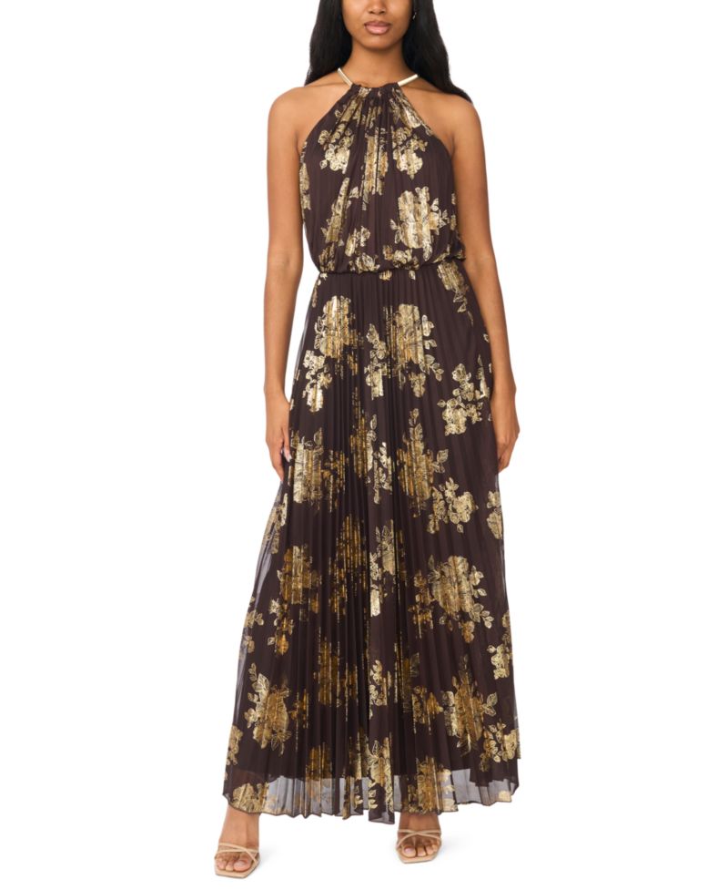 Women's Embellishment Halter-Neck Pleated Gown