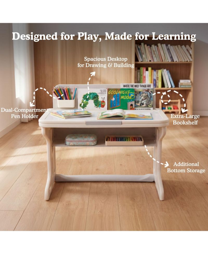Kids Table and Chair Set, Activity Desk for Drawing, Reading, Building Blocks, and Play