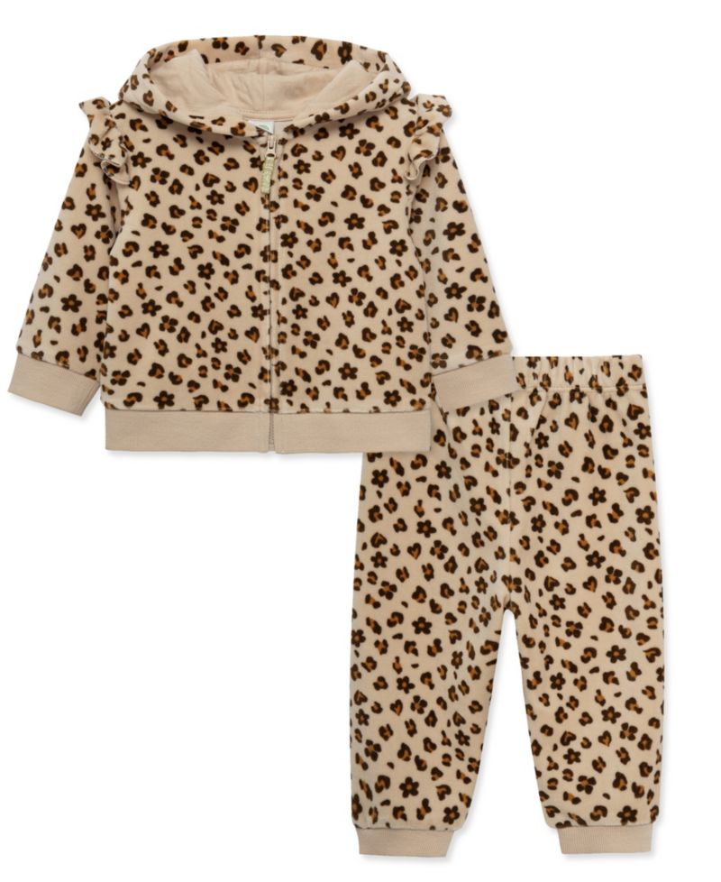Baby Girls' Leopard Print Hoodie and Joggers, 2-Piece Set