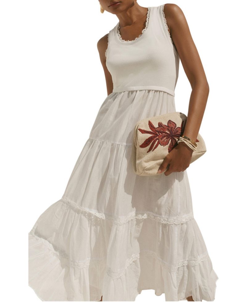 Women's Crochet Trim Tiered Sleeveless Dress