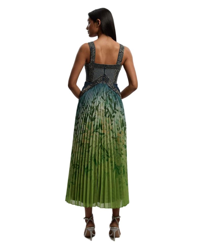 Women's Embellished Pleated Maxi Dress