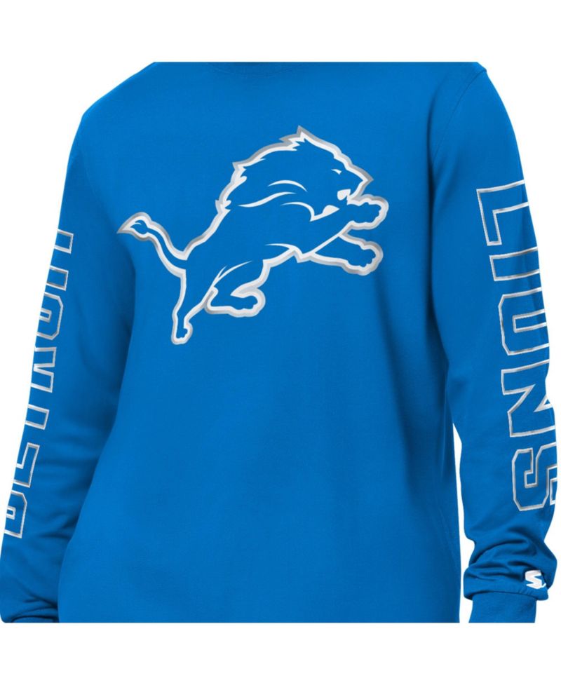 Men's Blue Detroit Lions Clutch Hit II Long-Sleeve T-Shirt