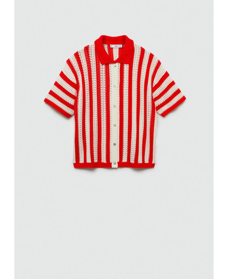 Women's Striped Openwork Cardigan sweater