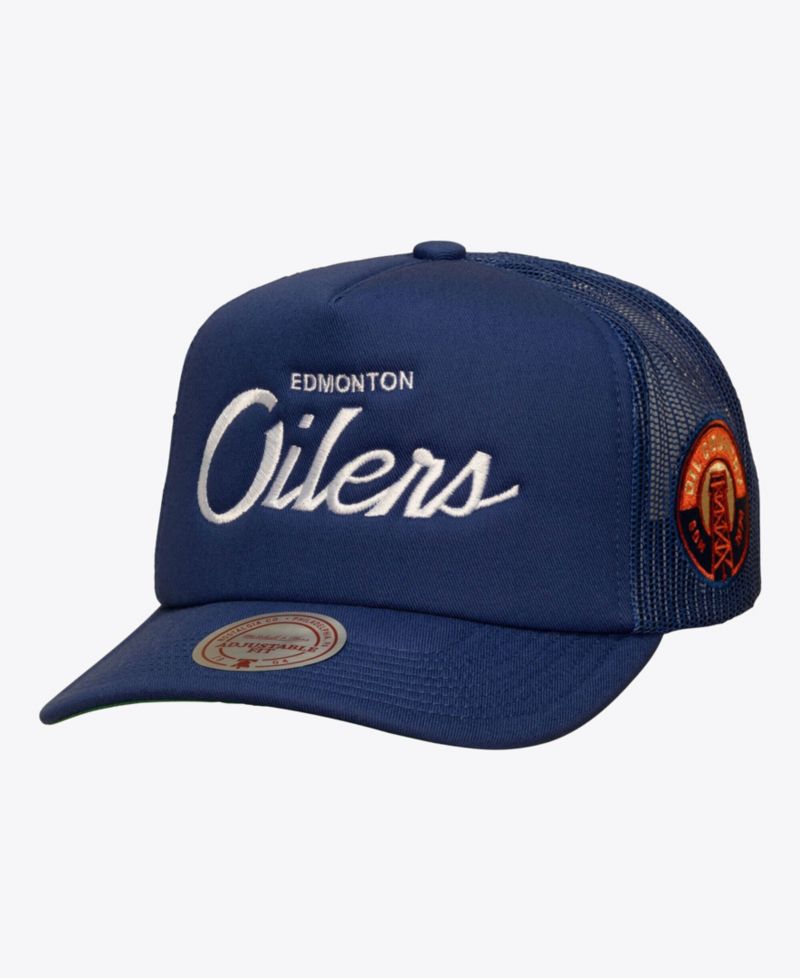 Men's Navy Edmonton Oilers Head Coach Trucker Adjustable Hat