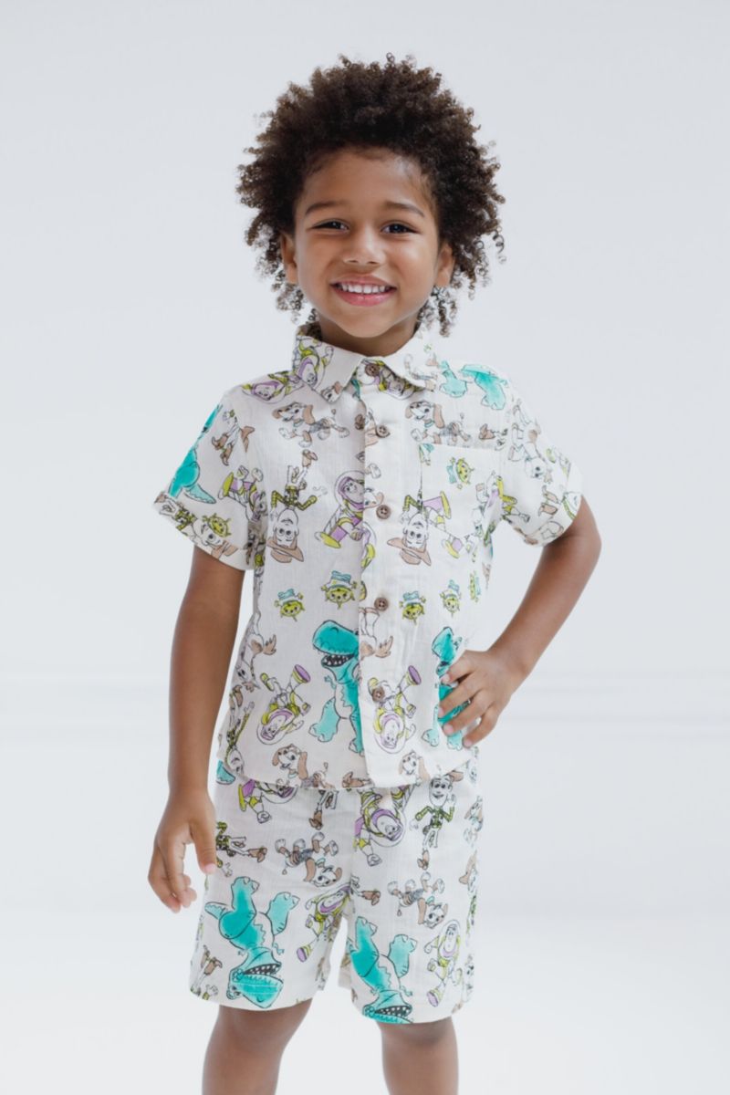 Baby Boys Cotton Gauze Matching Family Button Down Shirt Shorts Outfit Set