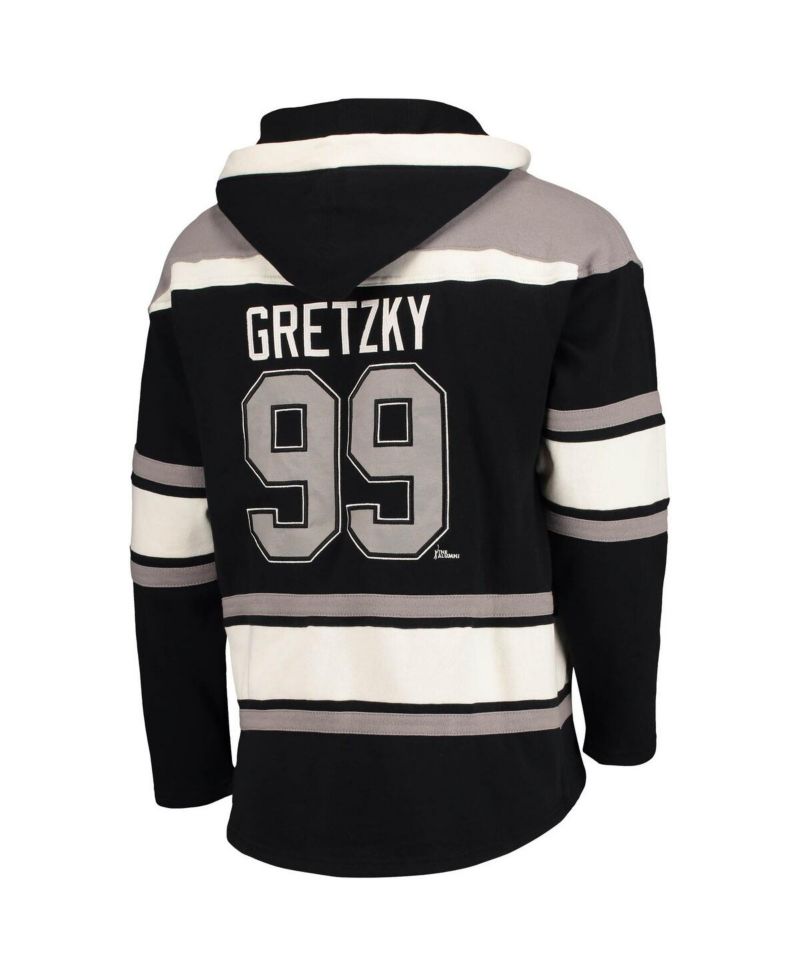Men's Wayne Gretzky Black Los Angeles Kings Retired Player Name and Number Lacer Pullover Hoodie