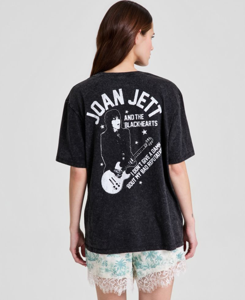 Women's Joan Jett Graphic-Print Crewneck T-Shirt