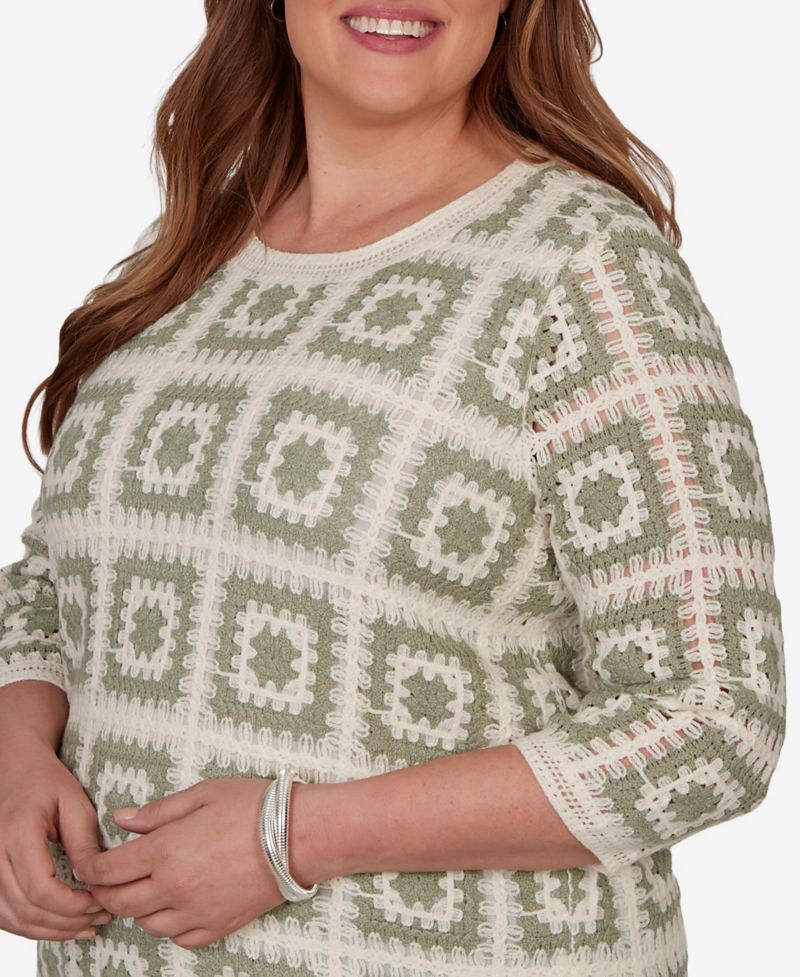 Plus Size Crochet Squares Top