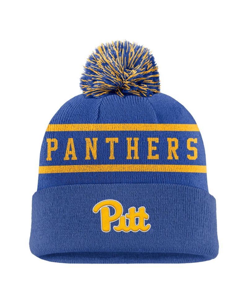 Men's Royal Pitt Panthers Peak Cuffed Knit Hat with Pom