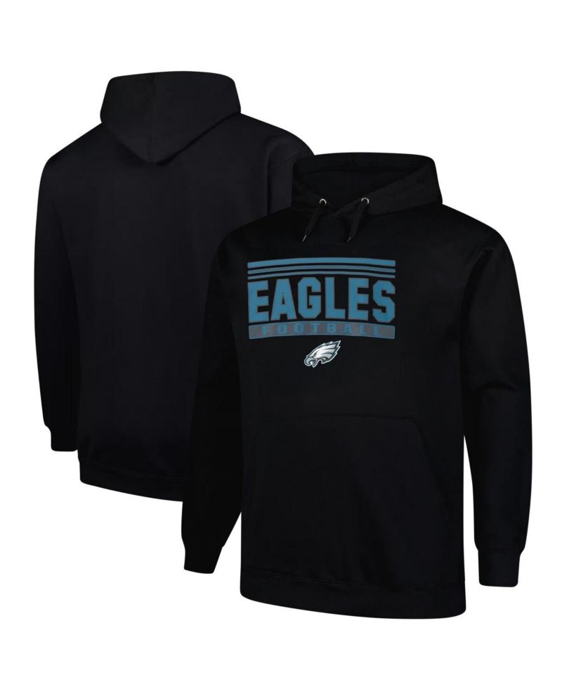 Men's Black Philadelphia Eagles Big & Tall Pop Pullover Hoodie