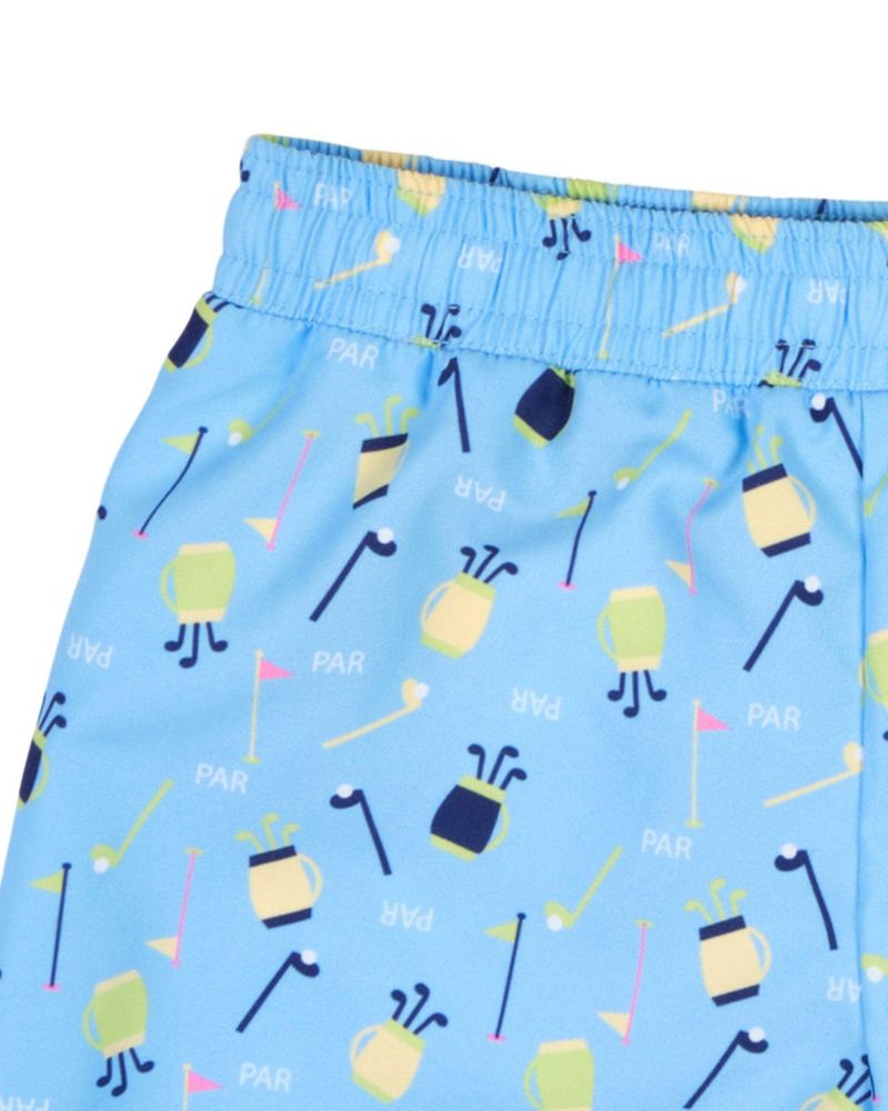Baby Boy Golf Print Swim Trunk