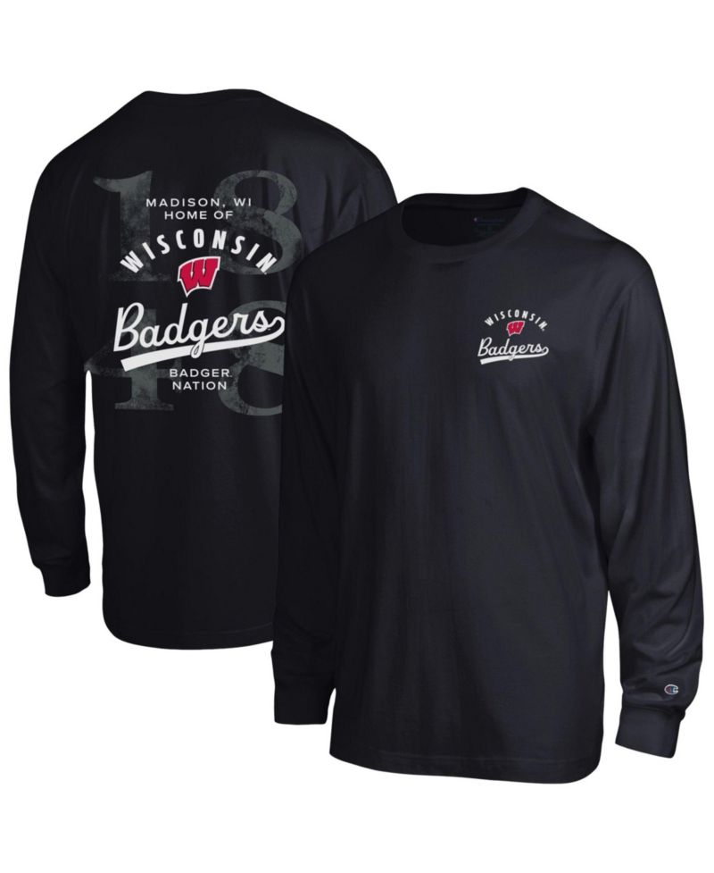 Men's Black Wisconsin Badgers Laminated All-Star Long Sleeve T-Shirt