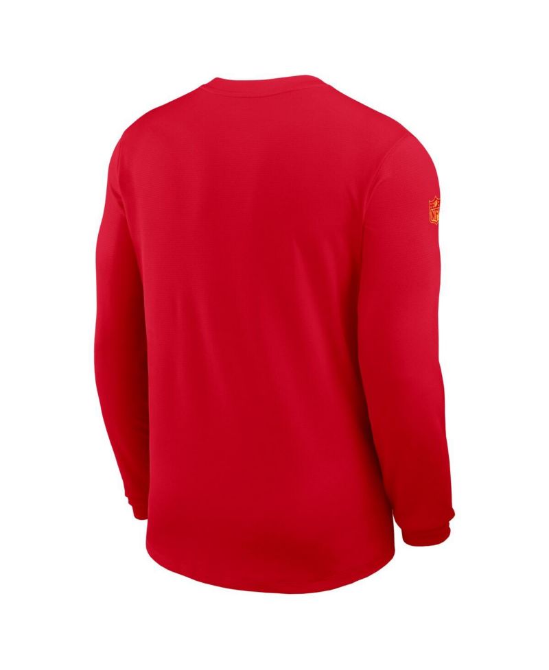 Men's Red Kansas City Chiefs Sideline Coach UV Performance Long Sleeve T-Shirt