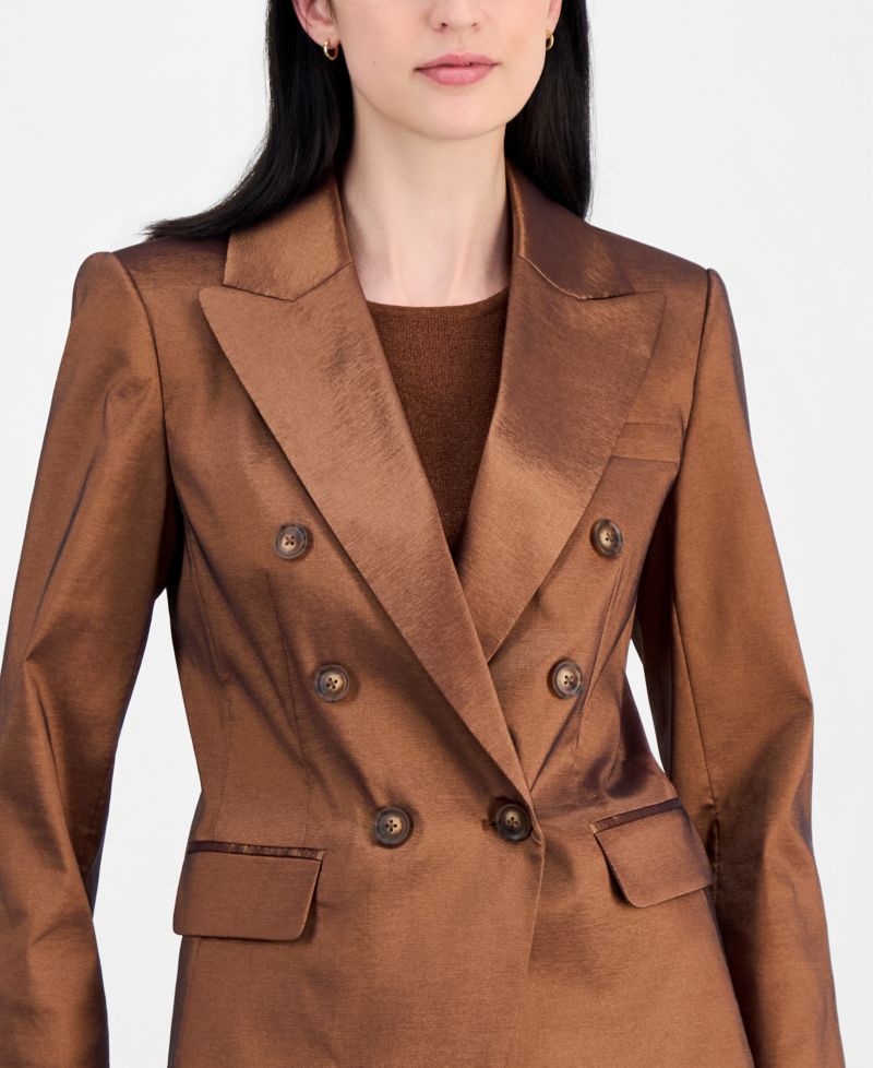 Women's Metallic Crepe Double-Breasted Blazer