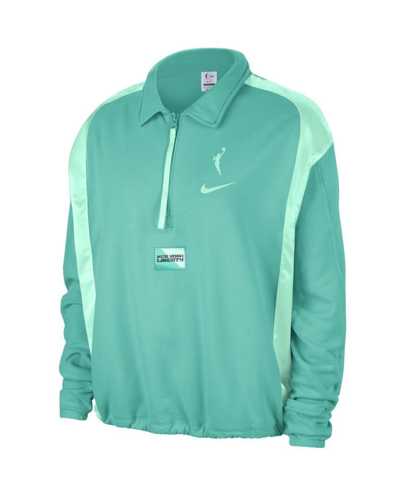 Women's Mint New York Liberty Basketball Fleece Quarter-Zip Performance Pullover