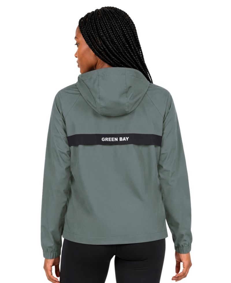 Women's Green Green Bay Packers Athleisure Lightweight Full-Zip Raglan Jacket