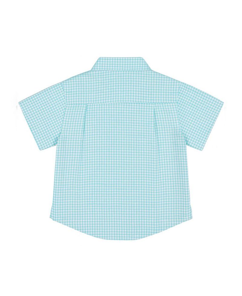 Little Boys Gingham Linen Look Camp Shirt