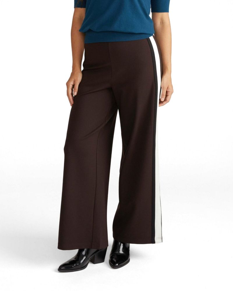 Plus Size Wide Leg Stripe Ponte Pants