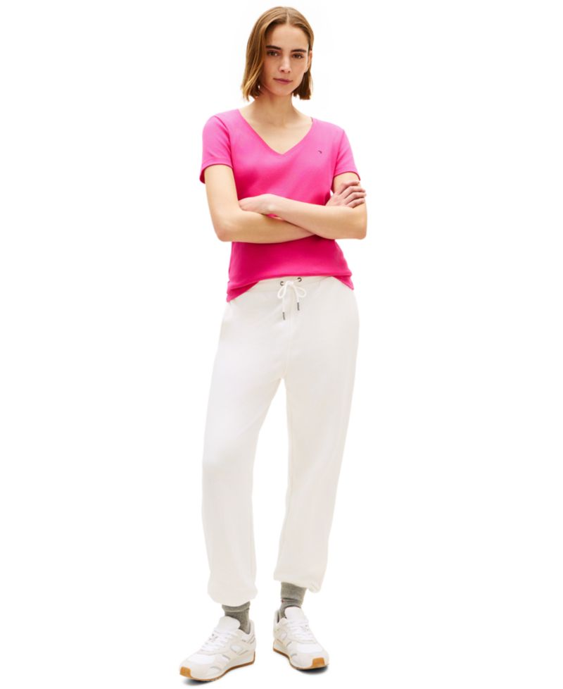 Women's Rib Slim V-Neck Short-Sleeve T-Shirt