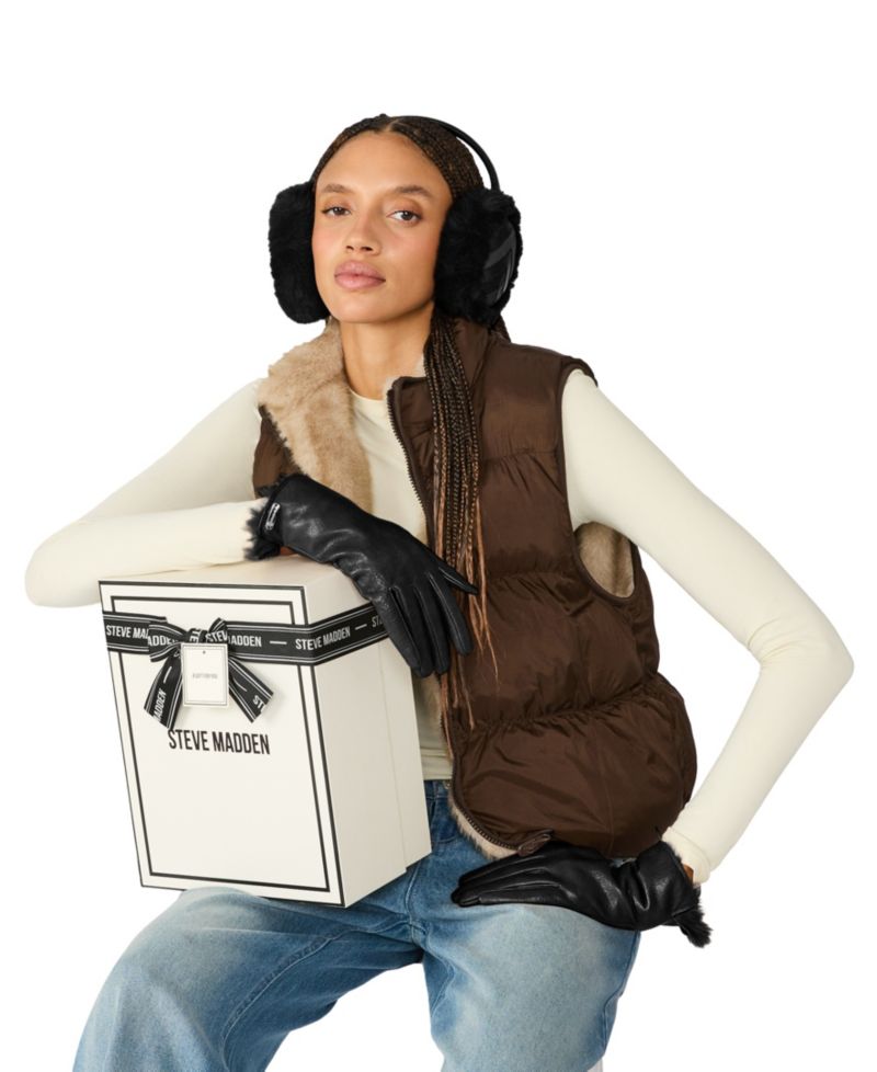 Women's Patchwork Earmuffs & Gloves, 2-Piece Set