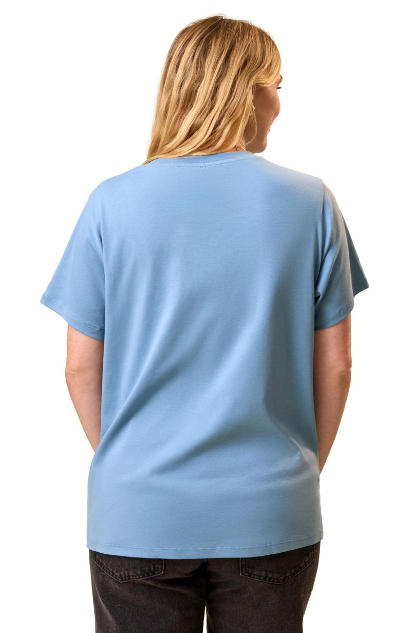 Maternity Pima Cotton Crew Neck Side Zip Nursing T-shirt