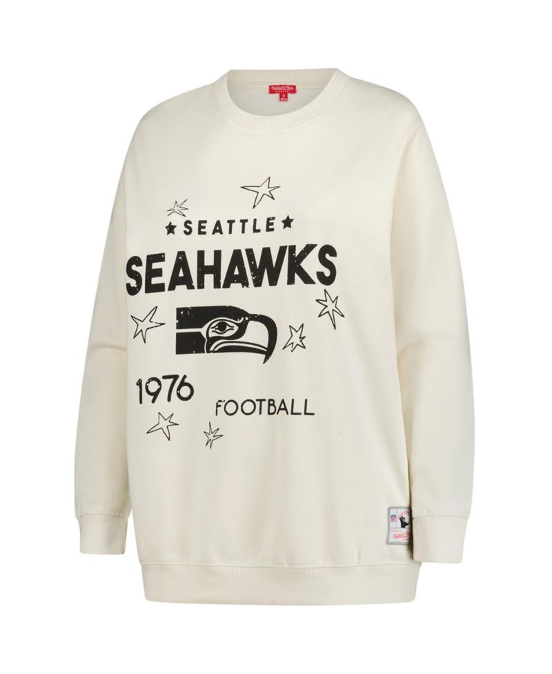 Women's Cream Seattle Seahawks Plus Size Shooting Star Sweatshirt