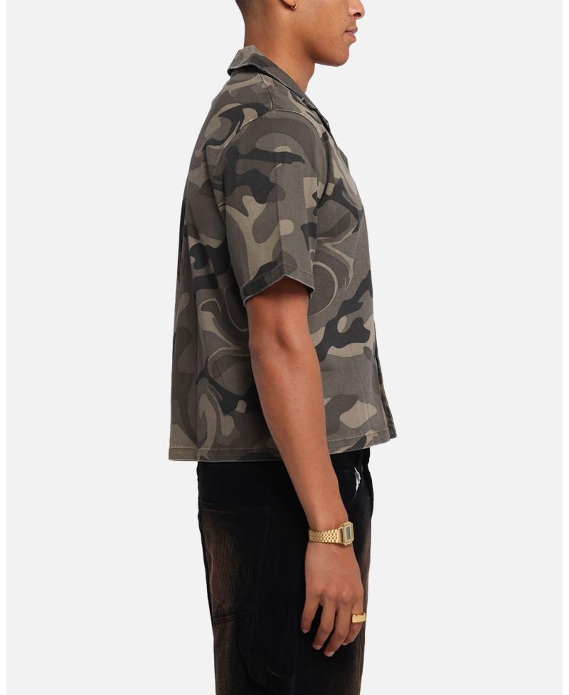 Men's Washed Camo Button Up Shirt Camo