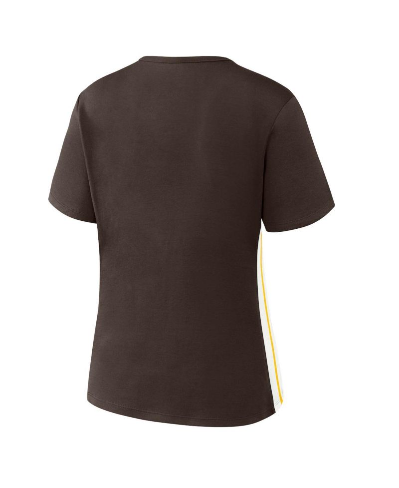 Women's Brown San Diego Padres Notch Neck Cropped T-Shirt