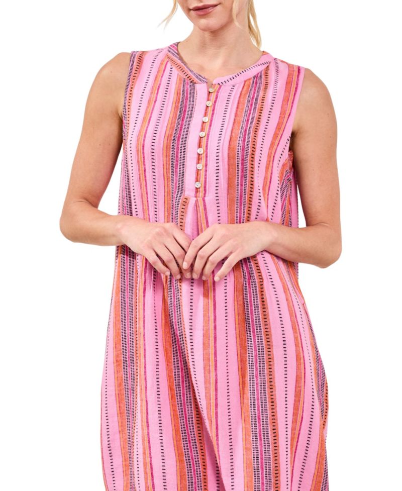 Women's Yarn-Dye Sleeveless Dress with Pintuck Detail
