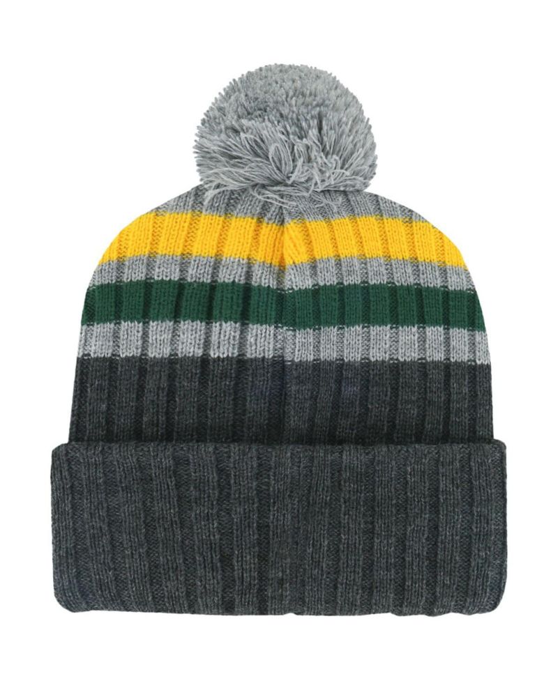 Men's Gray Oakland Athletics Stack Cuffed Knit Hat with Pom