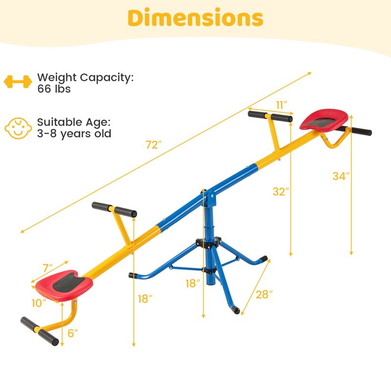 Kids Seesaw Swivel Teeter Totter Playground Equipment 360&deg; Rotation