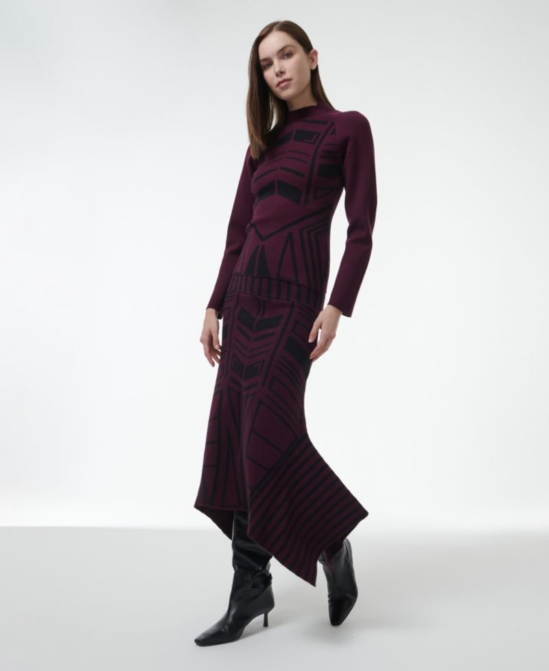 Women's Geometric Jacquard Fitted Knit Top