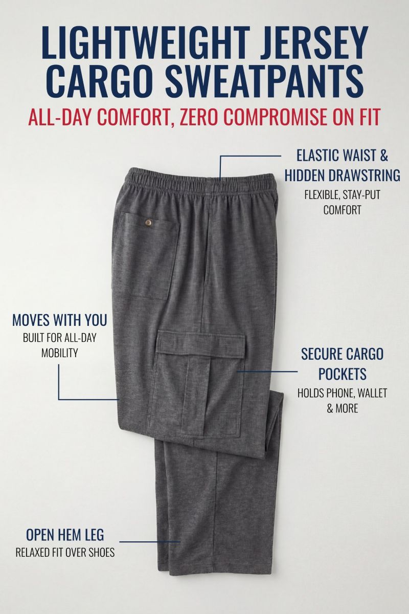 Big & Tall Lightweight Jersey Cargo Sweatpants