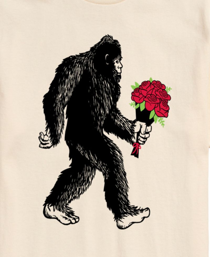 Men's Instant Message Sasquatch Flowers Printed Short-Sleeve Graphic T-Shirt